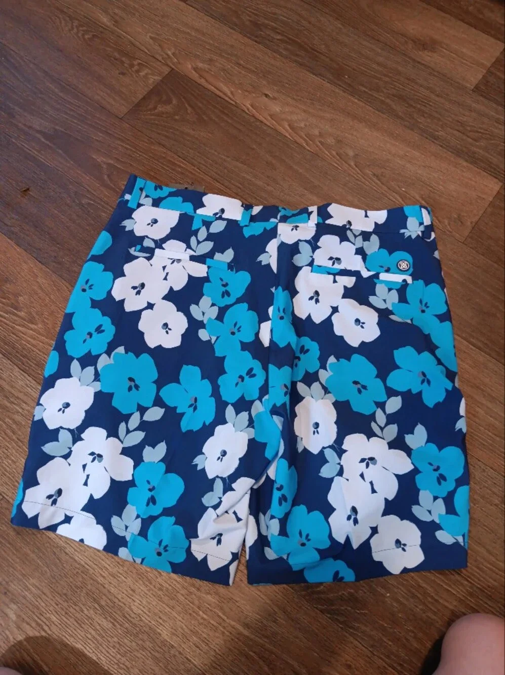 G/Fore G4 Maverick Hybrid Blue Print Stretch Wicking PGA Golf Shorts Mens Sz 34